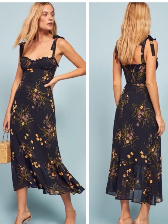 Reformation Dresses & Skirts - Reformation navy blue floral summer midi dress